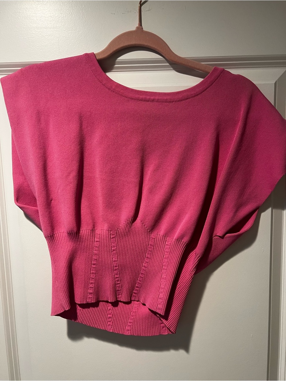 Endless Rose Hot Pink Ribbed Waist Knit Top